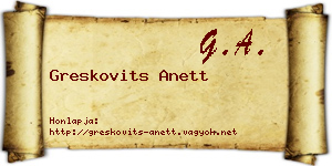 Greskovits Anett névjegykártya