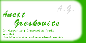 anett greskovits business card